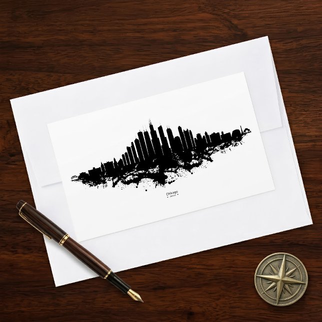 Chicago Skyline Black White Watercolor City Art Rectangular Sticker (Chicago Skyline Black White Watercolor City Art. Rectangular Sticker)