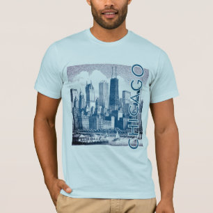 Chicago Skyline Blue Graphic T-Shirt 