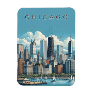 Chicago Skyline Blue Magnet