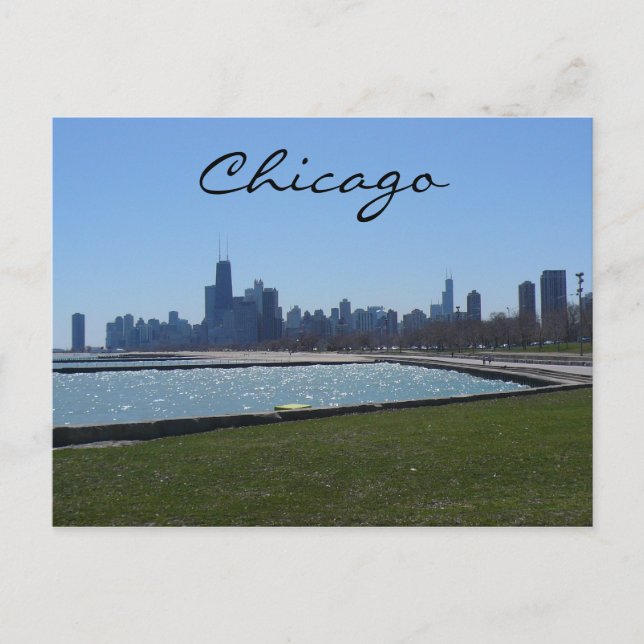 chicago skyline blue postcard (Front)