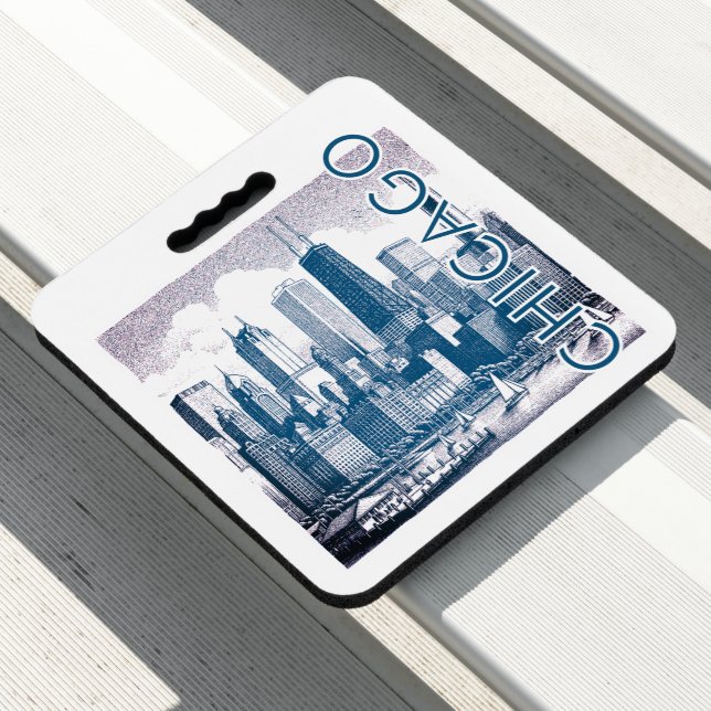 Chicago Skyline Blue Stadium  Seat Cushion (In Situ)