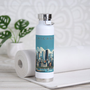 Chicago Skyline Blue Water Bottle