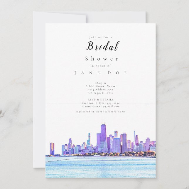 Chicago Skyline Bridal Shower Invitation (Front)