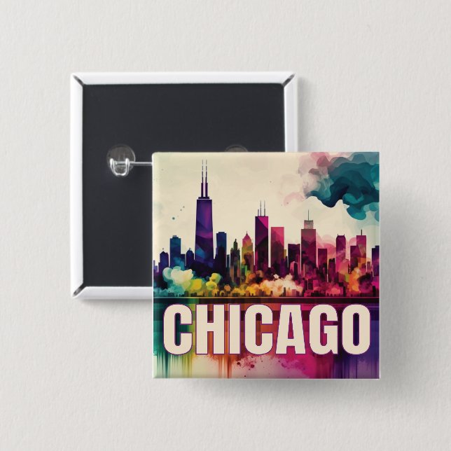 Chicago Skyline  Button (Front & Back)