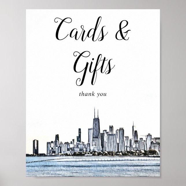 Chicago Skyline Cards & Gifts Sign (Front)