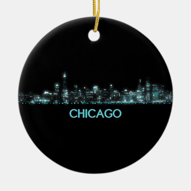 Chicago Skyline Ceramic Ornament (Front)