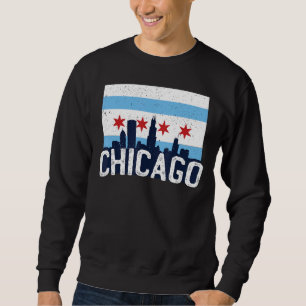 Chicago Skyline City Flag Illinois Souvenir Gift Sweatshirt