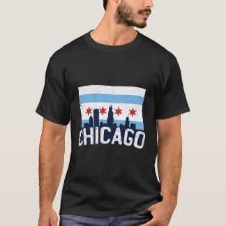 Chicago Skyline City Flag Illinois T-Shirt