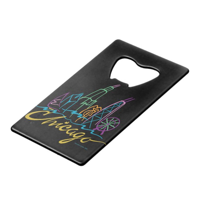 Chicago Skyline Credit Card Bottle Opener (Back Angled)
