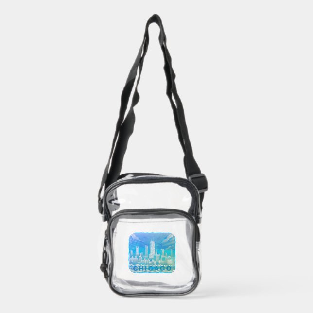 Chicago Skyline Custom Clear Crossbody Bag (Front)