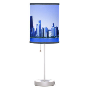 Chicago Skyline Deep Blue Highlights Table Lamp