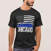 Chicago Flag - Distressed - Chicago Skyline - T-Shirt