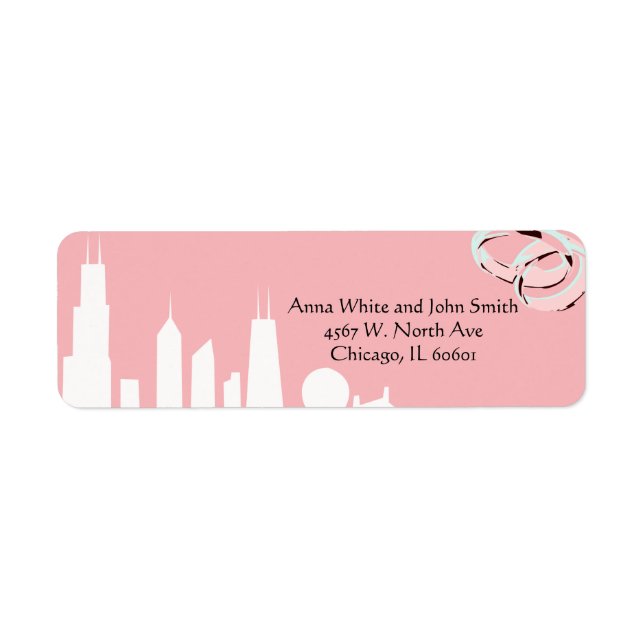 Chicago skyline elegant modern wedding label (Front)