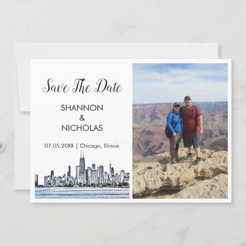 Chicago Skyline Engagement Photo Save The Date