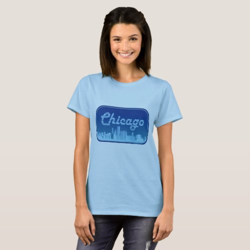 Chicago Skyline Epic Blue Tourist Logo T_Shirt