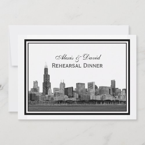 Chicago Skyline Etched Framed #2 H Rehearsal Custom Announcements