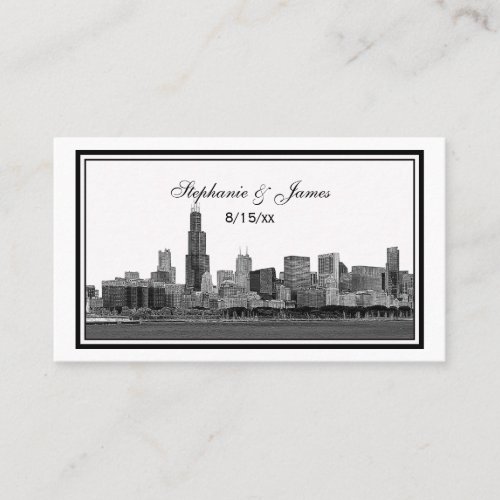 Chicago Skyline Etched Framed Escort Cards Business Card Template