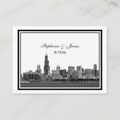 Chicago Skyline Etched Framed Place Cards #2 Business Card Templates