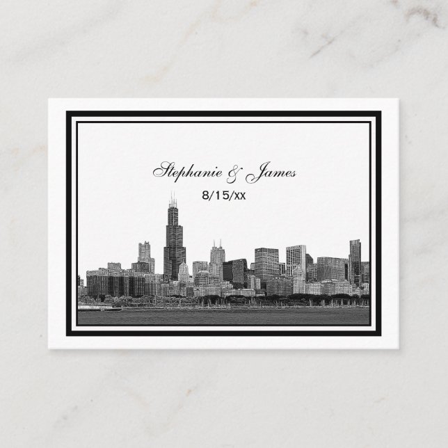 Chicago Skyline Etched Framed Place Cards #2 (Front)