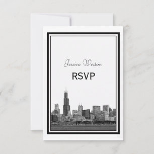 Chicago Skyline Etched Framed RSVP Card