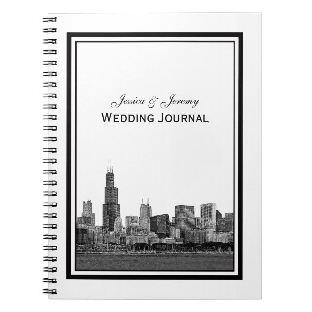 Chicago Skyline Etched Framed Wedding Journal (Front)
