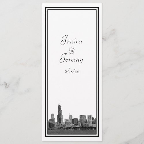Chicago Skyline Etched Framed Wedding Program Menu
