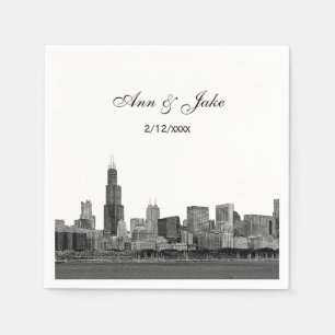 Chicago Skyline Etched Look Skyline Wedding Napkins