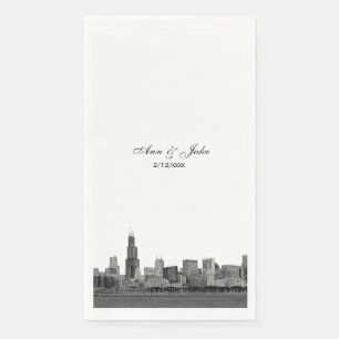 Chicago Skyline Etched Look Skyline Wedding Paper Guest Towels
