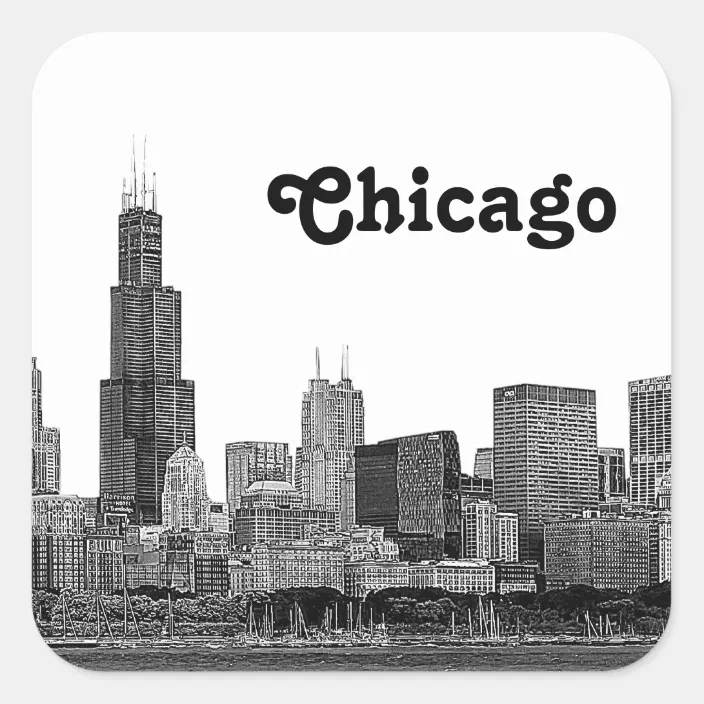 Glossy Chicago Skyline Sticker
