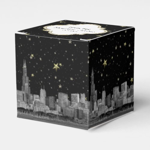 Chicago Skyline Etched Starry DIY BG Color Favor Boxes