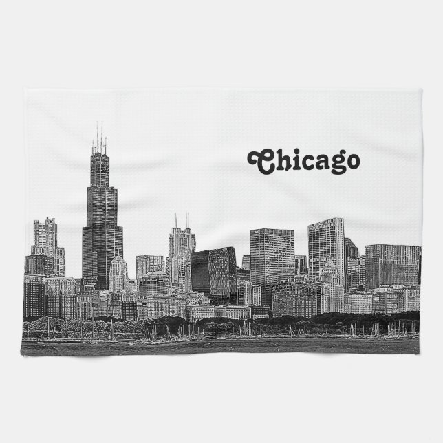 Chicago Skyline Etched Towel (Horizontal)