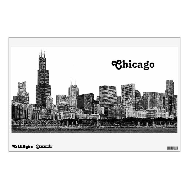 Chicago Skyline Etched Wall Decal (Front)