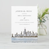 Chicago Skyline flat ¡Apartar la fecha! Card (Standing Front)