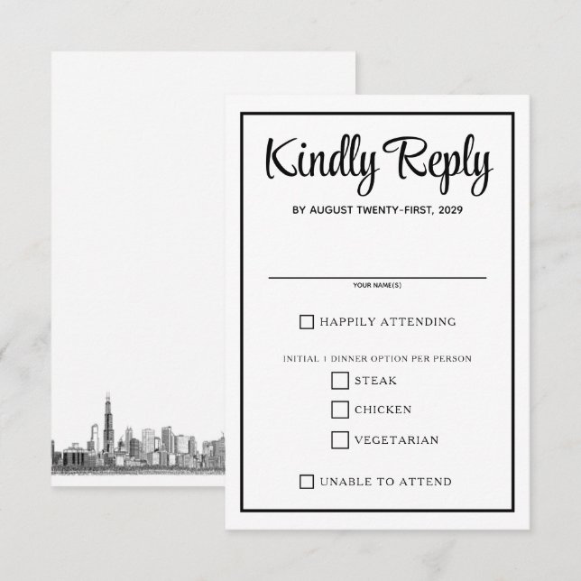 Chicago Skyline Food Choices RSVP Card (Front/Back)