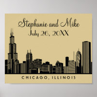 Chicago Skyline Gold and Black Wedding
