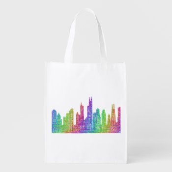 Chicago Skyline Grocery Bag by ZYDDesign at Zazzle