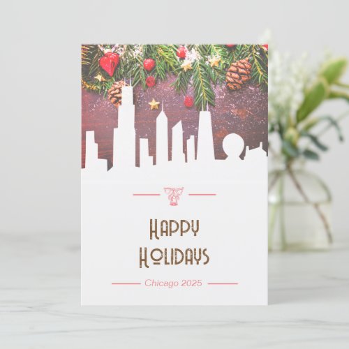 Chicago skyline  Happy Holidays greeting card