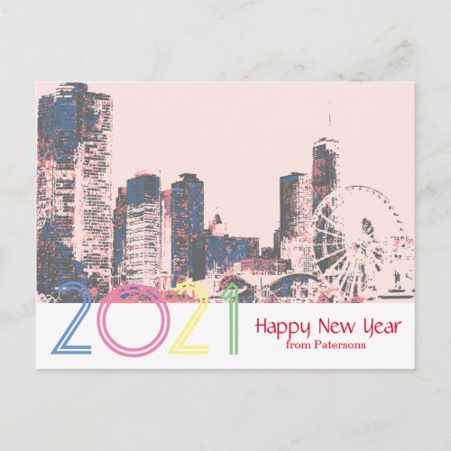 Chicago Skyline Happy New 2021 Postcard