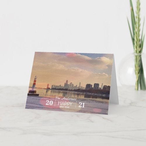 Chicago Skyline Happy New 2022 Card