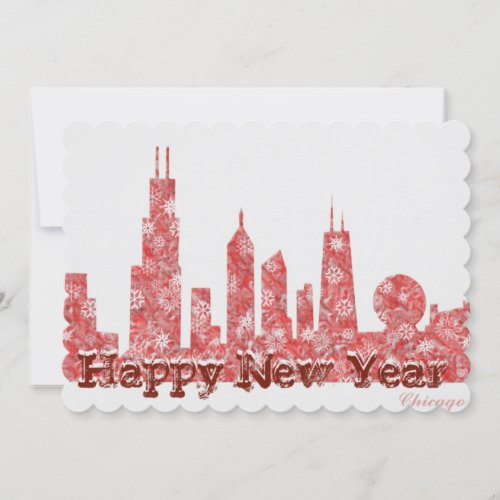 Chicago skyline Happy New Year stylish postcard