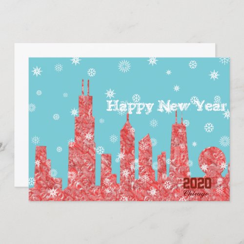 Chicago Skyline Happy New Year Year 2020 card