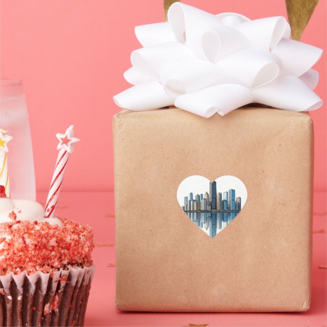 Chicago Skyline Heart Stickers (Party)