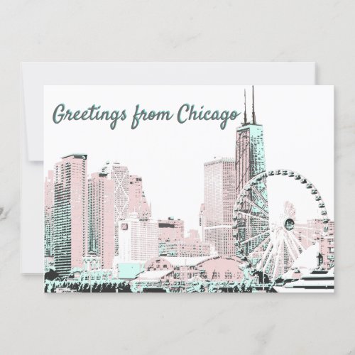 Chicago skyline  Holiday stylish postcard