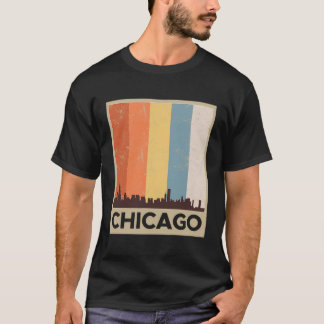 Chicago Skyline Hoodie Distressed Vintage Style Gi T-Shirt