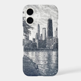 Chicago Skyline in Pointillist Art iPhone 17 Case