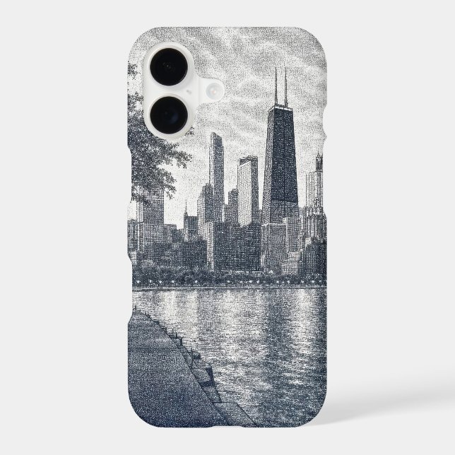 Chicago Skyline in Pointillist Art Case-Mate iPhone Case (Back)