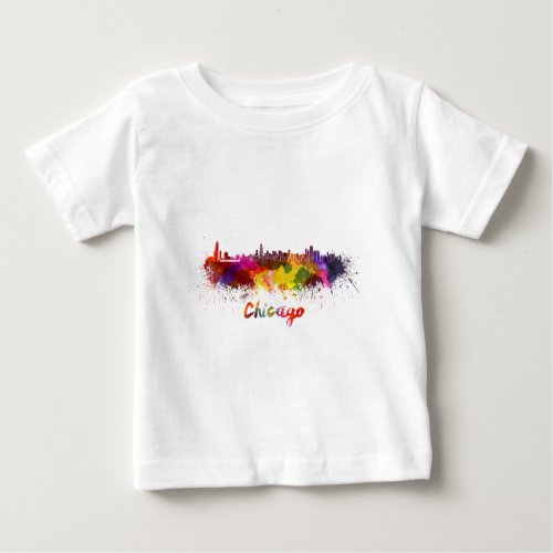 Chicago skyline in watercolor baby T_Shirt