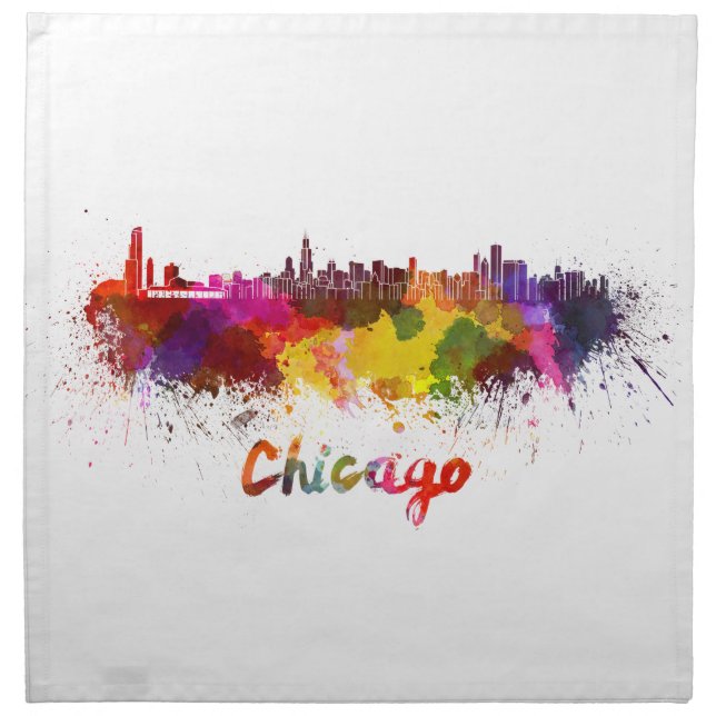 Chicago skyline in watercolor napkin (Front)
