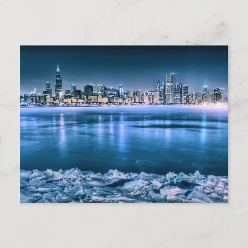 Chicago Skyline in Winter Postcard