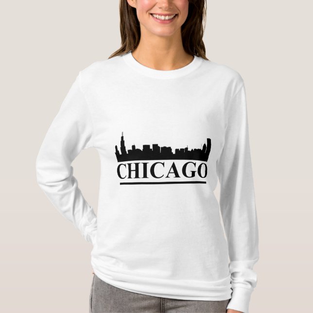 Chicago Skyline Ladies Long Sleeve T-shirt (Front)